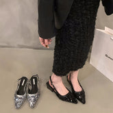 LBSFY  - Summer Sequin Women Sandals Fashion Elegant Singbacks Mules Low Heel Shoes Ladies Casual Outdoor Party Dress Sandalias